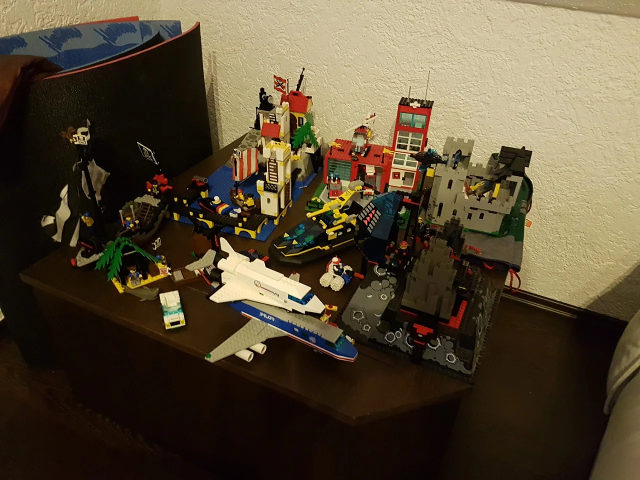 Daniel's childhood Lego collection arranged across a table.